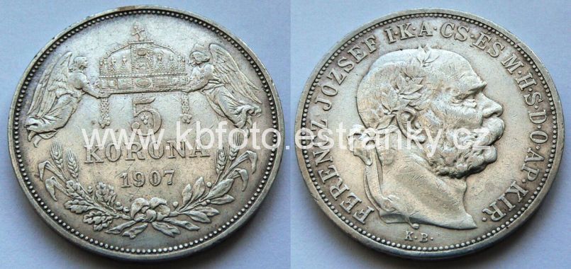 č.300 - 5 koruna 1907 KB   patina