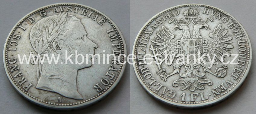 č.001 - 1 zlatník 1859 A , patina