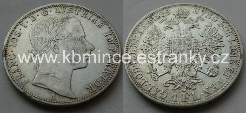 č.002 - 1 zlatník 1859 A , patina