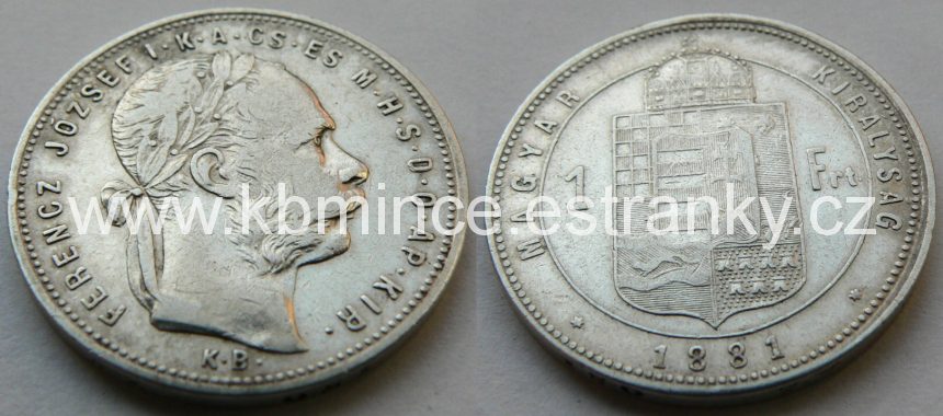 č.019 - 1 zlatník 1881 K.B. , patina 