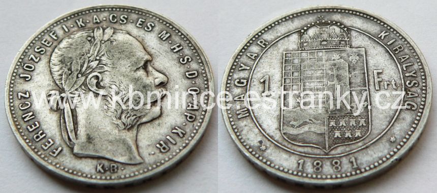 č.020 - 1 zlatník 1881 K.B. , patina