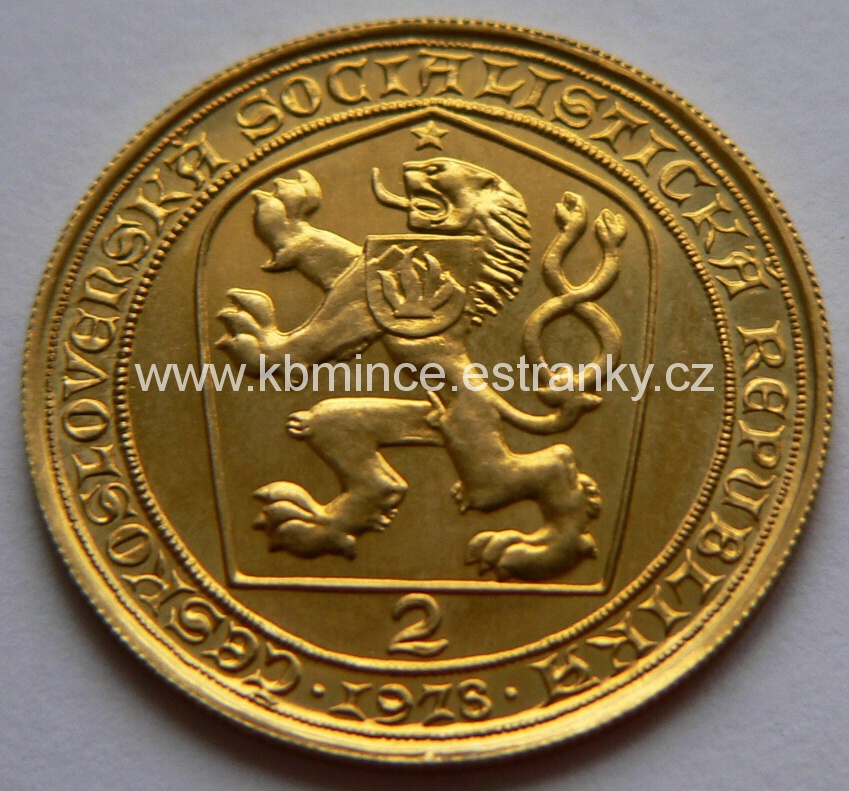 zlatý Českoslovenký 2 dukát 1978 Karel IV rub