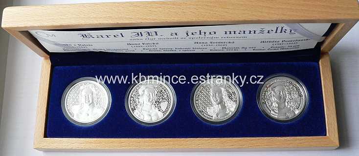 Stříbrná sada - Karel IV a jeho manželky PROOF