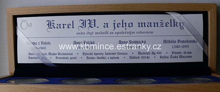 Stříbrná sada - Karel IV a jeho manželky PROOF - certifikát
